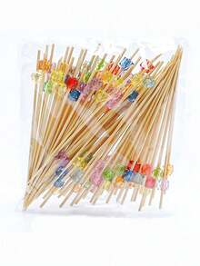 100pcs Gemstone Fruit Picks, Colorful Gemstone Bamboo Skewers, Suitable For Birthday, Wedding, Father's Day, Graduation Party Tabletop Decor, Can Be Used For Fruits, Appetizers, Snacks, Or As Decorative Items - Multicolor - View 6