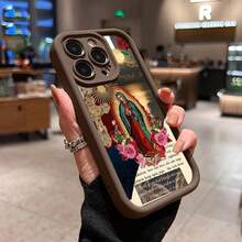 Virgin Mary Verses Pattern Phone Case For IPhone 16 15 14 Pro Max 13 12 11 XR XS Plus Shockproof Full Camera Protection Durable Slim Cover - Cool Brown - View 11