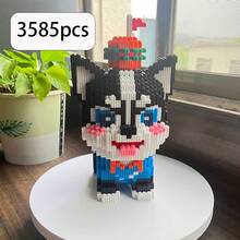 大型可爱狗狗积木，DIY组装减压玩具，3D像素艺术宠物雕塑，桌面摆件及家居装饰，理想的生日/圣诞节/万圣节/情人节礼物 - 彩色 - 查看 13