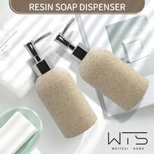 Euuztu Hand Soap Dispenser Bathroom And Kitchen Countertop, 10 Oz Resin Soap And Lotion Dispensers Set With Plastic Rust Proof Pump, Boho Refillable Dish Soap Dispensers Bottle,Beige - 米色配銀色高跟鞋 - 查看 5
