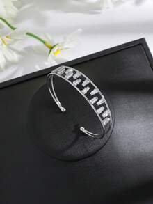 1 chiếc vòng tay sang trọng kiểu Âu và Mỹ đính đá Zirconia, vòng tay thời trang đa năng. - Bạc - Xem 1