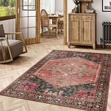 1pc, Vintage Persian-Style Area Rug, Bohemian-Style Damaged Oriental Pattern Rug, Stain-Resistant Carpet Suitable For Living Rooms, Bedrooms, Motorhomes, And Patios. Available In Various Sizes And Micro-Sized Options. - 4 - View 3