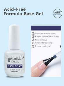 GELPOLISH 15ml Light Therapy Nail Base Coat, Glossy And Long-Lasting, Suitable For LED Light Therapy Nails, For Women DIY Home And Nail Salon Use - 無色 - 查看 3