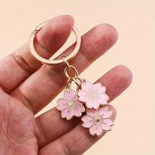 1pc Cute Sakura Flower Keychain, Minimalist Fashion Floral Pendant Decoration For Phone, Bag, Accessories - Multicolor - View 3