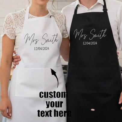Delantal personalizado de novia y novio - Delantales de boda personalizados, delantal de cocina de novia y novio, regalo de boda para la pareja, regalo de novia y novio, para el hogar, la cocina, la tienda de uñas, cocinar, hornear, salón de uñas, uniforme de trabajo para mujeres, bata de café, delantal sin mangas para cocinar en casa