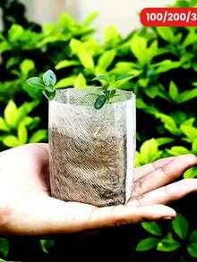 100/200/300 chiếc túi ươm cây bằng vải không dệt, chậu ươm cây bằng vải, vật tư làm vườn, đất trồng và cấy ghép - trắng - Xem 1