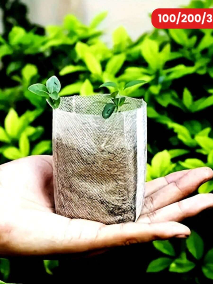 100/200/300 chiếc túi ươm cây bằng vải không dệt, chậu ươm cây bằng vải, vật tư làm vườn, đất trồng và cấy ghép - trắng - Xem 1