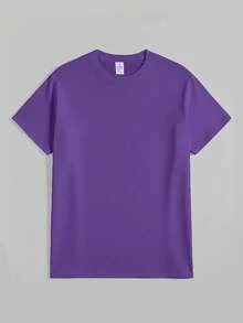 Loose Y2K Aesthetic Women Cotton T-Shirt, Inspirational Princess Print Round Neck Top For Summer Daily Outdoor Street Work Outfits - 紫色 - 查看 3