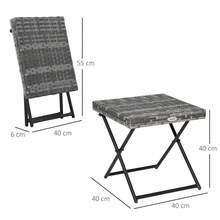 Garden Table In Polyester Wicker, Folding Coffee Table With Collapsible Metal Frame, Grey, 40 X 40 X 40 Cm - Grey - View 7