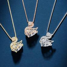 1件天鹅优雅时尚项链，奢华高端设计，百搭独特颈链，适合日常佩戴和节日场合。 - 銀色 - 查看 3