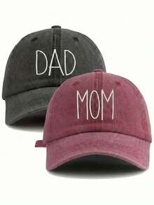 1/2件中性復古刺繡棒球帽，印有「Dad & Mom」文字，適合男女配戴，時尚百搭，可調節帽圍，適合戶外與日常穿著，節日禮物與卡車司機的理想選擇 - A - 查看 12