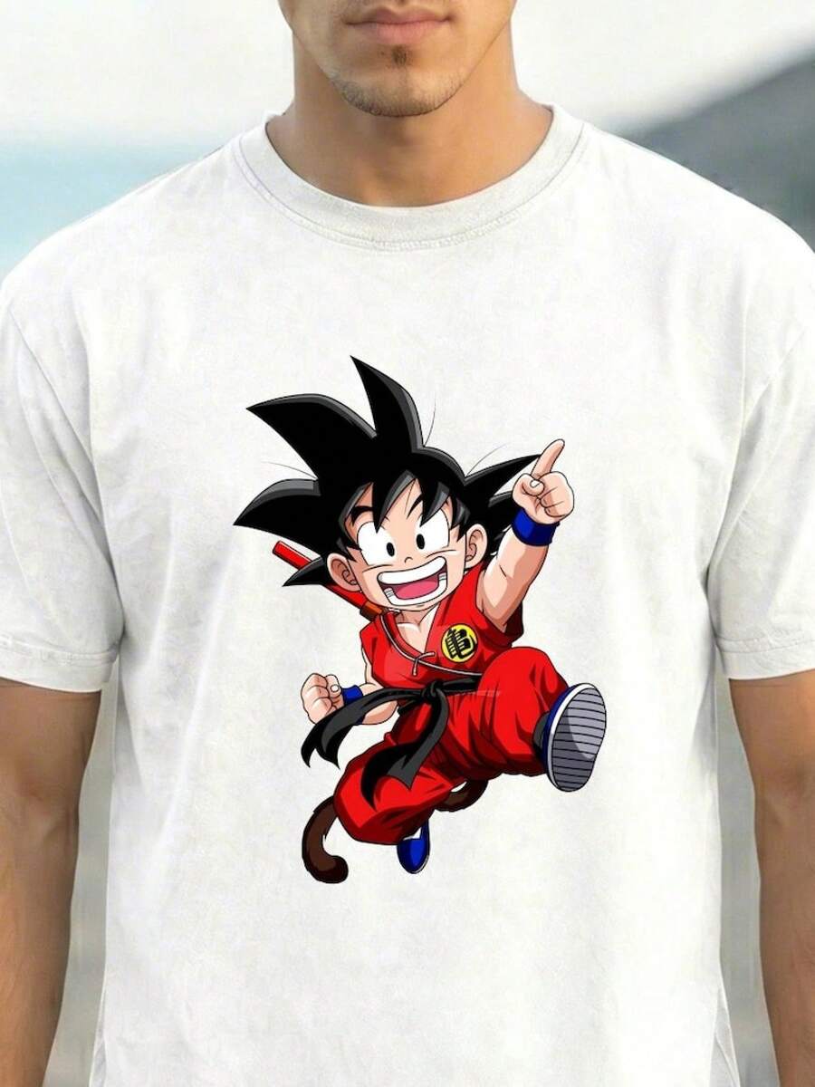 Unisex T-Shirt, Vintage Clothing, Dragoon Balls Z T-Shirt, Anime T-Shirt, Anime Cosplay, Super T-Shirt, 100% Cotton, Casual Short-Sleeved T-Shirt, Plain Round Neck, Heart Print - trắng - Xem 1