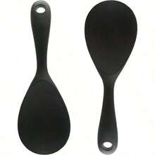 1PC Rice Paddle Spoon, Non Stick Rice Spatula Rice Cooker Spoon, Heat Resistant Rice Scooper Rice Spoon Kitchen Cooking Utensil Rice Mashed Potato, Size 10.83x 2.56in Black - Black - View 2
