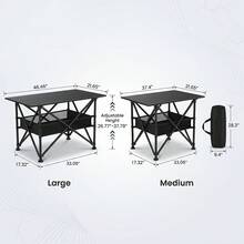 Aoran Portable Height-Adjustable Folding Table With Storage Bag, Camping BBQ Folding Table, Picnic BBQ Table, Simple Style, Sturdy And Durable And Easy To Operate, Portable Camping Equipment, Outdoor Picnic, For Outdoor Cooking, Picnics, Camping, Travel, Backyard, Parties, BBQ, Patio - 黑色46.4in - 查看 9