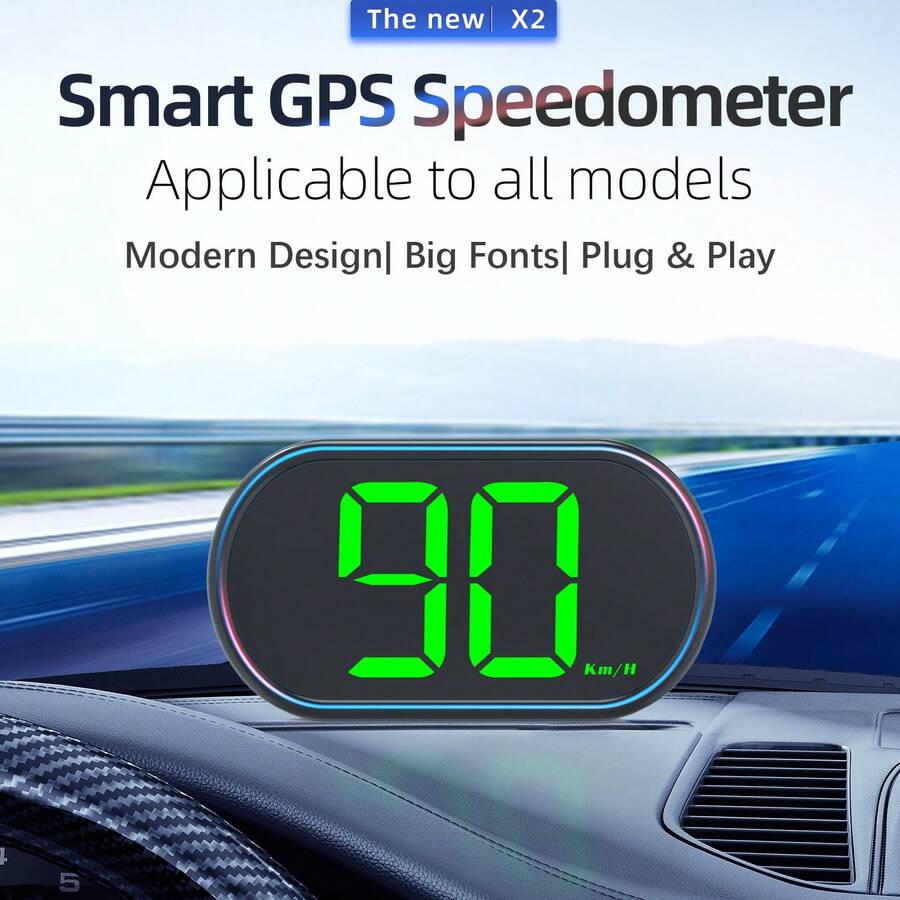 Universal Car HUD Head-Up Display, GPS Speedometer, Large Font, USB Plug And Play
