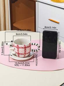 2pcs (1 Cup & 1 Saucer) Ceramic Coffee Cup And Saucer Set, Suitable For Home Kitchen, Restaurant, Living Room, Gift, Drinking Tea, Coffee, Milk, Juice, Wedding, Party, Birthday - Multicolor - View 9