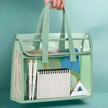 1pc Multi-Layer Mesh Storage Bag, Large-Capacity Transparent Exam Paper Bag. The Three-Dimensional, Large-Capacity Design Can Hold Multiple Textbooks, Exam Papers, Folders, Stationery, Calculators, And Other School Supplies. The Layered Mesh Structure Allows For Organized Storage Without Clutter, Keeping Your Desktop Tidy And Organized. - View 4