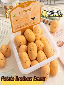 1 cái/3 cái/5 cái tẩy hình củ khoai tây dễ thương - Tẩy hình cà chua biến thành khoai tây, dùng cho văn phòng phẩm - Tẩy hình khoai tây chiên và salad chân thực, hình bầu dục (không để lại cặn) - Phụ kiện văn phòng phẩm vui nhộn - A - Xem 8