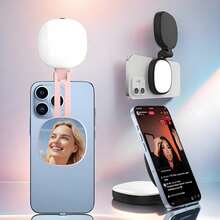 Magnetic LED Selfie Ring Light With Mirror, Portable Mini Phone Selfie Lamp, Dimmable Fill Light, 600mAh Rechargeable Battery, For Live Streaming/Vlog/Video Recording/Makeup/Video Blogging/Mobile Photography And Videography - K04 - View 9