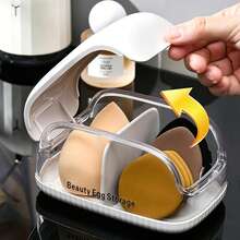 Caja de almacenamiento 2 en 1 para huevo de belleza, organizador a prueba de polvo para esponjas de maquillaje y borlas de polvo - Multicolor - Ver 3