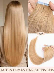 20pcs Tape In Hair Extensions Real Human Hair Remy Quality Natural Straight Invisible Skin Weft Seamless Double Sided Adhesive Reusable Tangle Free Long Hair Pieces 12-24 Inch For Salon Wedding Party Daily Use Graduation Photoshoot - Multicolor - View 36
