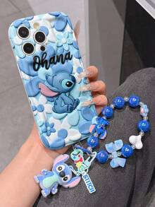 Disney Has Authorized, Phone Case - Chain Set, The Stitch Lilo & Stitch 3D Phone Case Plus A Silicone 3D Stitch Bracelet With Metallic Ring Removable Bracelet, Stitch And Angel Pattern, Compatible With Iphone 17/16/15/14/13/12/11/XS/XR/X Plus Pro Max, A Stylish Cartoon Phone Case, The Perfect Gift Choice, Phone Protection, Durable Phone Cover, Great Gift For Friends And Family - 白色款式B - 查看 3