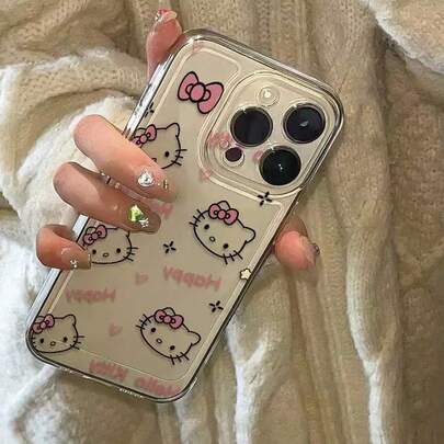 SANRIO Funda de teléfono con diseño de mariposa y gato compatible con iPhone 16 Pro Max, 17/15 Space Case, 14/13 Funda protectora suave y linda