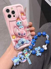 This Disney Stitch Lanyard Phone Case Is Fully Covered In TPU Material. It's Shockproof, Lightweight, And Compatible With IPhone17/16/11/13/15/15 Plus/15 Pro/15 Pro Max/12/14 Pro Max/11 Pro Max/12 Pro/12 Pro Max/13. This Phone Case Makes A Popular Birthday Gift Or Business Gift; It's Durable, Stain- And Fingerprint-Resistant, And Suitable For Both Men And Women. The Set Also Includes A Mickey Mouse Phone Case And A Stitch Plush Bracelet. It's A Perfect Gift For Friends And Family. This Stylish Phone Case Is Fun, Lightweight, And Durable. IPhone17 Pro Max Phone Case, Angel Phone Case. - White - View 2