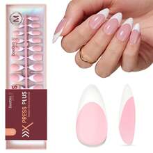 Beetles 210 Pcs Soft Gel French Tips Press On Nails - Pink French Tip Nails Medium Almond Fake Nail Tips, False Nails Art DIY Gift For Women - 210Pcs Medium Amlond - 查看 8
