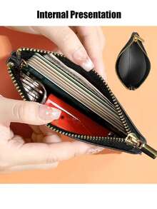 1个豹纹零钱包，配有可拆卸挂绳、卡包，仿皮拉链钱包，适合日常使用、旅行、圣诞节、情人节礼物 - 駝色 - 查看 10