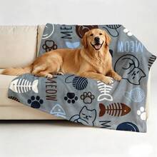 Soft & Cozy Cat Fish Bone Print Throw Blanket, Warm Pet Fleece Blanket, Home Decor Gift For Cat Lovers, Suitable For Cats, Dogs And Other Pets - 130*150cm - View 4