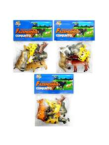 30 Animais Fazenda Vaca Cachorro Cavalo Brinquedo Maquete - Multicolorido - Visão 7