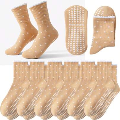 1/2/3/4/5/6 Pairs Women Anti-Slip Pilates Socks, Yoga Socks, Fitness Socks, Grip Socks