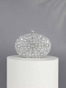 REMANLAND Luxury Women's Sparkling Crystal-Embellished Mini Box Clutch Bag, Glamorous Rhinestone Evening Handbag Suitable For Formal Events, Party, Wedding - With Detachable Chain, Tready Party Bags,Perfect For Party, Wedding, Prom, Dinner/Banquet, Essential Wedding Items,Perfectly Matching With Graduation Dress, Prom Dresses, Glamorous Rhinestone Bag, Perfectly Matching With Prom Dresses For Women, Prom Accessories,Sequin Dress Women,Sparkly Dress,Elegant Dresses For Women, Elegant Prom Bag, Perfectly Matching With Bridal Party, Best Choice Elegant Bag For Bridal Shower, Clutch Bag For Wedding - Bạc - Xem 2