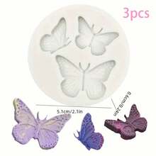 Creative Gray Triple Butterfly Silicone Mold, Handmade Crafts, Simple Ins Style Decorative Butterfly Shaped Props, Suitable For The Production Of Clay And Resin Droppings, Simple Demolding, Reusable Silicone Mold. - Beige - View 6