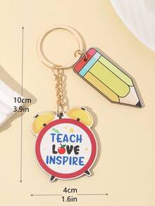 1个新款毕业苹果标语钥匙扣，1个可爱字母时钟钥匙扣，1个英文标语彩虹爱心黑板背包教师节钥匙扣，毕业季同学聚会教师节礼物纪念品 - 彩色 - 查看 12