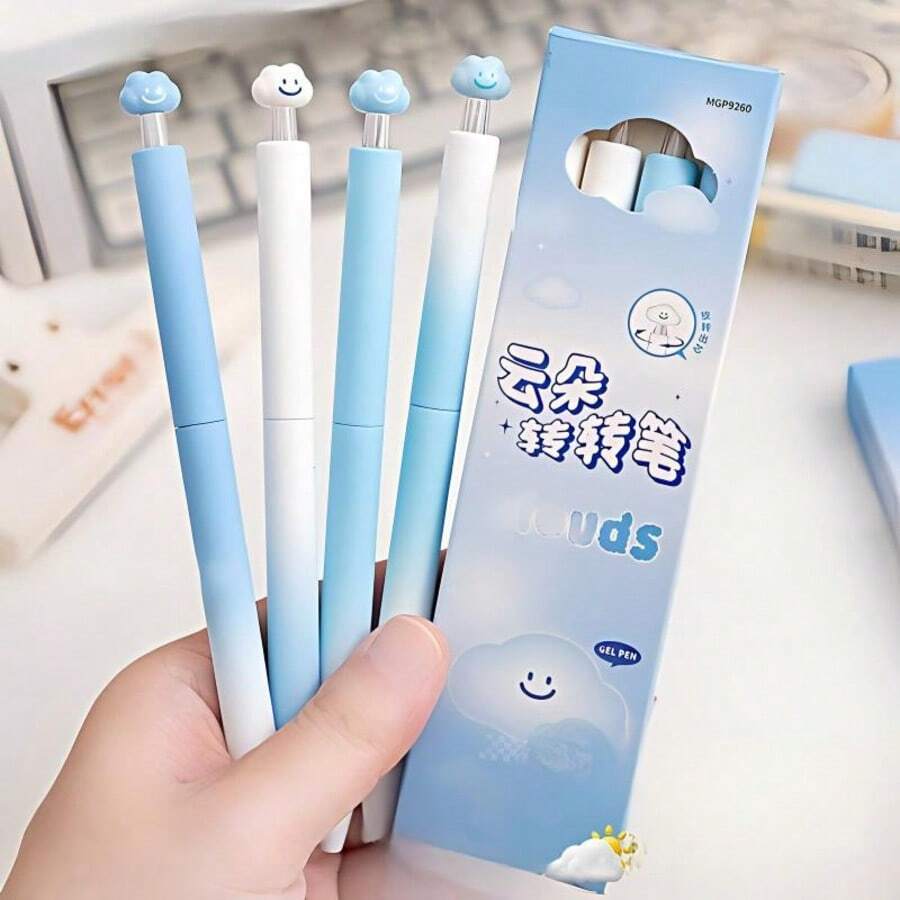 1 Set Cute Cloud Twist Pen, High-Quality Rotating Refill Neutral Pen - One Size Fits All - View 1