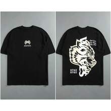 Darcsport T-Shirt, American  Brand, Classic Wolf Head Print, Pure Cotton Short-Sleeve T-Shirt, Loose Fit, Unisex, Plus Size - Đen và vàng - Xem 11