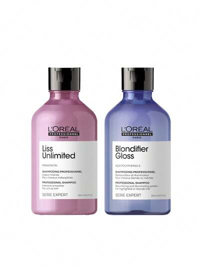 L'Oréal Professionnel [Bundle] Serie Expert Liss Unlimited Smoothing Shampoo 300 Ml + Blondifier Gloss Shampoo 300 Ml