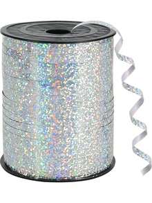 1pc 100yard Silver Ribbon Curling Crimped, Wedding Decoration Ribbon,Balloon String Shiny Metallic Roll For Gift Wrapping Ribbon For Birthday Party Festival Art Craft Decor Florist Flowers Decoration,Gift Wrapping, Balloon Ribbon. - Multicolor - View 2