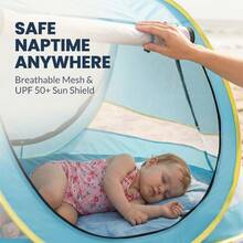 Portable Baby Tent For Beach & Indoor – UPF 50+ UV Protection, Pop-Up Sun Shade With Mosquito Net, Back To School - Baby Blue - View 5