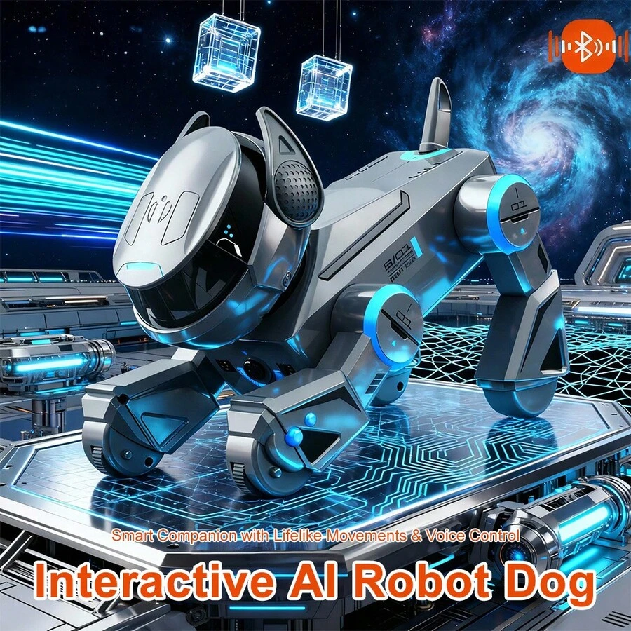 Kids Remote Control Smart Robot Dog, AI Intelligent Interactive Robotic Dog, Gesture Touch Control & Bluetooth Programmable Toy, Electric Music Playing Robot Pet, Early Educational Birthday,Christmas,Back To School Gift For Children