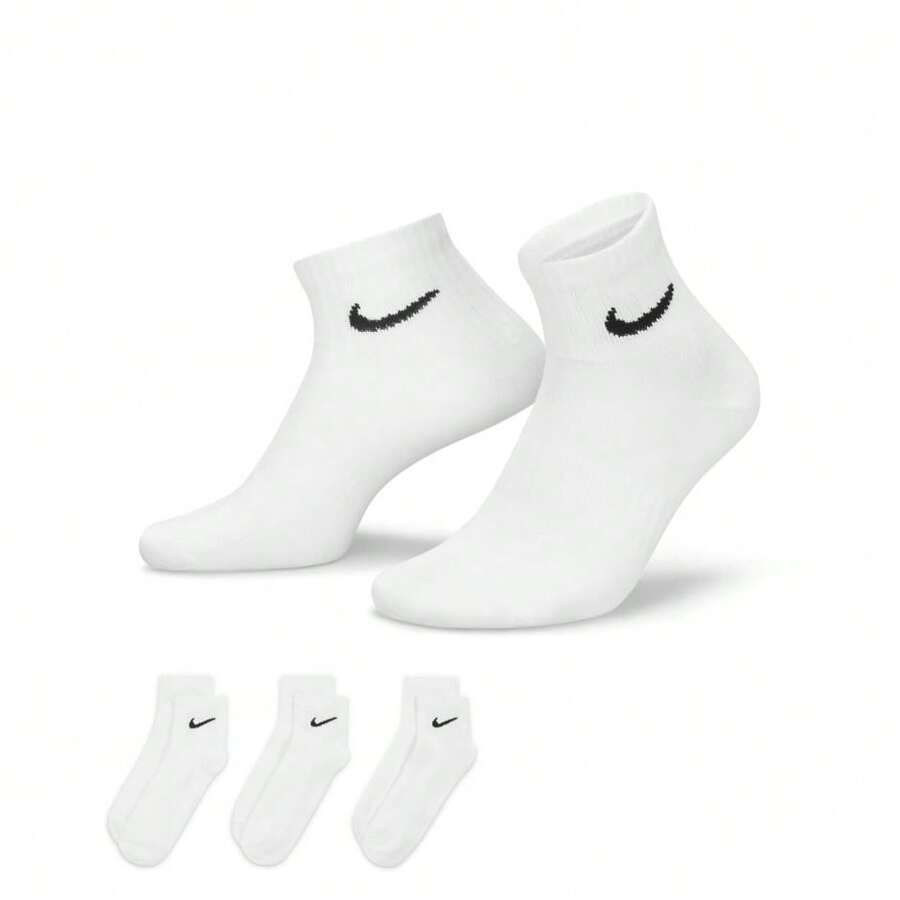 Nike 3双耐克男女通用跑步训练棉质船袜 SX7667 - SX7667-100 - 查看 1