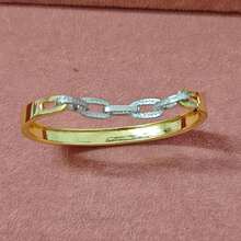 1 chiếc vòng tay mạ vàng 18K bằng đồng đính đá Zirconia hình chữ C, thời trang và tinh tế, phù hợp cho đeo hàng ngày, đi chơi và dự tiệc, món quà sang trọng và thanh lịch. - C - Xem 4