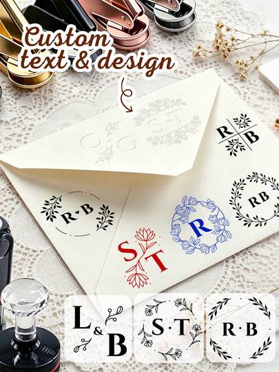 Con dấu chữ cái đầu tên tự động, con dấu tên chữ cái hoa văn cá nhân hóa theo phong cách tối giản thanh lịch, con dấu hình kìm, con dấu tùy chỉnh, thiết kế chữ tùy chỉnh cho thiệp mời đám cưới, phong bì, bàn làm việc văn phòng, quà tặng độc đáo tùy chỉnh cho kỷ niệm, lễ đính hôn, tốt nghiệp, ngày lễ, ba loại con dấu.
