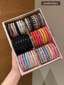 5/16/24 pezzi Elastici per capelli intrecciati di stile casuale, lacci per capelli versatili per code di cavallo, chignon, acconciature casual e sportive, durevoli e delicati, adatti per tutte le stagioni, ottimo regalo per le vacanze e l'uso quotidiano - Multicolore - Visualizzare 11