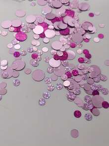 400pcs Pink Laser Sequins Round Confetti, PVC Material, Versatile, Party Decoration Sprinkle, Suitable For Celebration Events And Holidays - Purple - View 3
