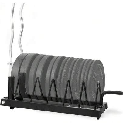 6 Pegs & 4 Barbell Storage Racks Load Up To 1190 LBS - Wall Mounted Weight Plate Tree & Barbell Holder