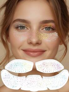 6 Tờ Hình Xăm Tàn Nám Lấp Lánh Trên Mặt, Hình Dán Phấn Mắt Holographic, Hình Xăm Tàn Nám Lấp Lánh Tạm Thời Cho Lễ Hội Coachella, Bãi Biển Mùa Hè, Miếng Dán Trang Điểm Cho Phụ Nữ, Phụ Kiện Tiệc Âm Nhạc Rave - Nhiều màu - Xem 1