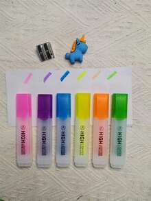 1pc Highlighter Pen, Thick Barrel Large Capacity, High Aesthetic, Student Marker, Colorful Quick-Drying Notebook Pen - Sets - View 4